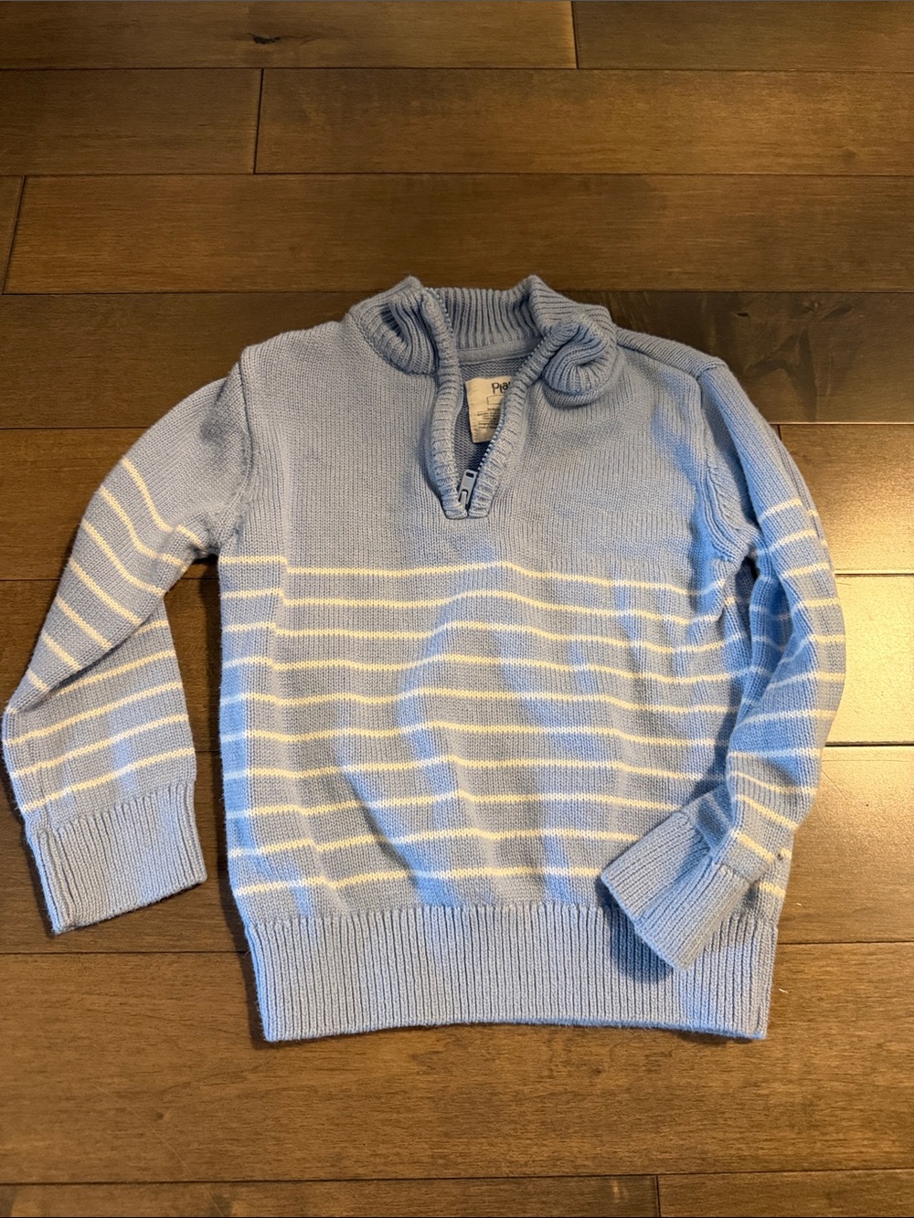 Little sleepies - Light Blue Striped Quarter-Zip Men's Sweater